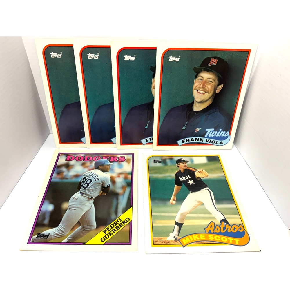 1988 Topps Duo-Tang pocket folder lot of 6:Frank Viola,Mike Scott,Pedro Guerrero